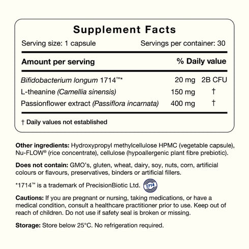 Image of MoodBiotic 30caps supplement facts